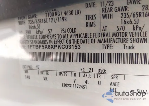 2023 Ford Transit-350 z USA, uszkodzony, nr VIN 1FTBF5X8XPKC03153